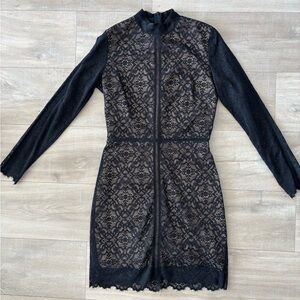 Wilfred Black and Gray Lace Long Sleeve Dress